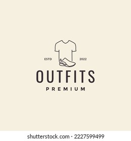 cloting with shoes outfit apperel lines logo design vector