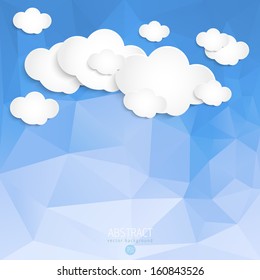 cloud 3d abstract conceptual 3d paper clouds with triangle scene cloud 3d abstract way star background scene digital sky urban stand modern object elegant clouds fancy public art concept decorative cr