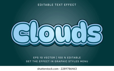 Cloud 3d editable text effect. Suitable for brand or business logo