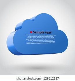 Cloud 3d Glossy Icon Symbol. Vector Illustration. Blue Variant