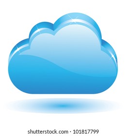 Cloud  3d glossy icon-Cloud computing symbol
