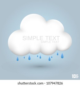 Cloud 3d icon, Cloud rain sign, Vector illustration