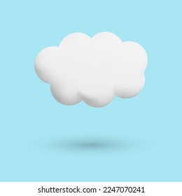 Cloud 3D, vector. White 3D cloud with a shadow on a blue background.