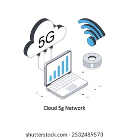 Cloud 5G Network  Isometric stock illustration. EPS File stock illustration