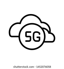 Cloud with 5G symbol  isolated on white background ,Thin line icon ,Vector Illustration for symbol web or app stock 