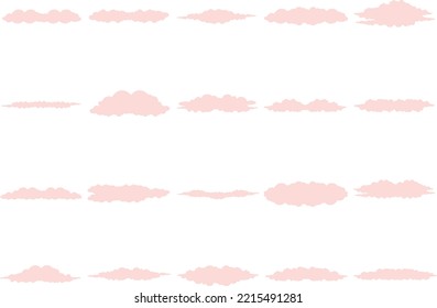 Cloud. Abstract pink cloudy set isolated on white background. Vector illustration.