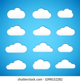 Cloud. Abstract set on blue background. Vector icon