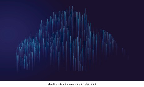 Abstrakter Cloud-Geschwindigkeitshintergrund. Starburst dynamische Linien Muster formen Wolke. Abstrakter Hintergrund des Datenflusses. 3D-Darstellung.