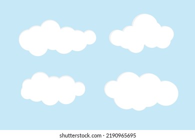 Cloud. Abstract white cloudy set isolated on light blue background. Vector illustration.