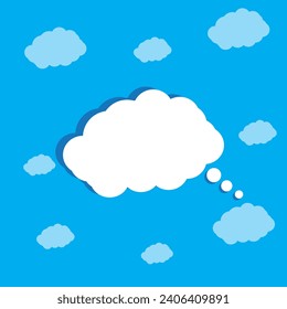 Cloud. Abstract white cloudy set isolated on blue background. Vector illustration.