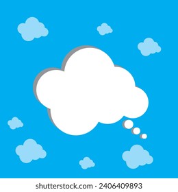 Cloud. Abstract white cloudy set isolated on blue background. Vector illustration.