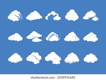 Cloud Abstract White Cloudy Set - Vector Illustration