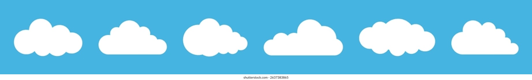 Cloud. Abstract white cloudy set isolated on blue background. Vector