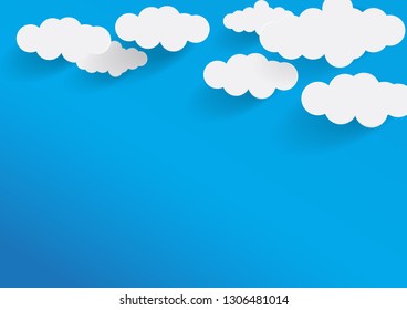Cloud. Abstract white Cloudy in trendy flat style isolated on Blue Background. Blank text space for Web Site Banner, Presentation,  Template, Design. Vector illustration, EPS10.