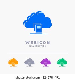 cloud, access, document, file, download 5 Color Glyph Web Icon Template isolated on white. Vector illustration