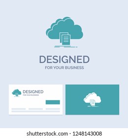 cloud, access, document, file, download Business Logo Glyph Icon Symbol for your business. Turquoise Business Cards with Brand logo template.
