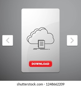 cloud, access, document, file, download Line Icon in Carousal Pagination Slider Design & Red Download Button