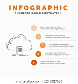 cloud, access, document, file, download Infographics Template for Website and Presentation. Line Gray icon with Orange infographic style vector illustration