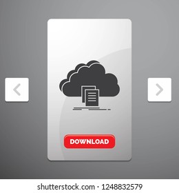 cloud, access, document, file, download Glyph Icon in Carousal Pagination Slider Design & Red Download Button