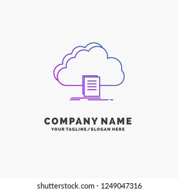 cloud, access, document, file, download Purple Business Logo Template. Place for Tagline