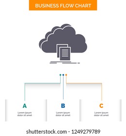 cloud, access, document, file, download Business Flow Chart Design with 3 Steps. Glyph Icon For Presentation Background Template Place for text.
