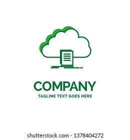 cloud, access, document, file, download Flat Business Logo template. Creative Green Brand Name Design.
