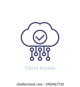 cloud access, hosting line icon