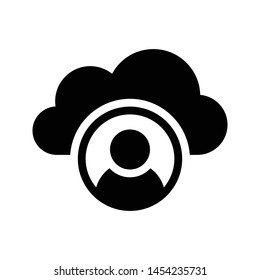 cloud account glyph flat vector icon