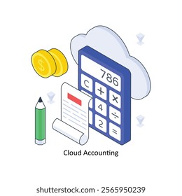 Cloud Accounting isometric Colored illustration. EPS File stock illustration