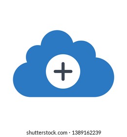 cloud add glyph double color icon