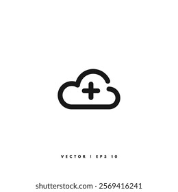 Cloud Add Icon. Editable Stroke