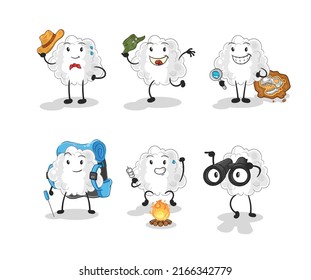 the cloud adventure group character. cartoon mascot vector