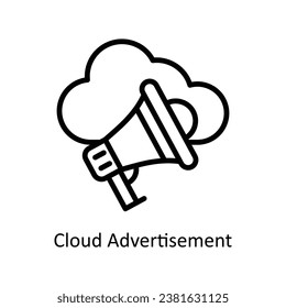 Cloud Advertisement vector outline Design illustration. Symbol on White background EPS 10 File 