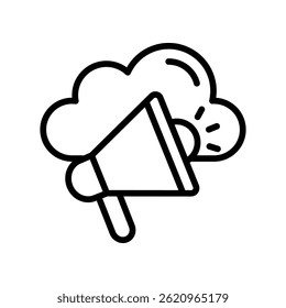 Cloud Advertisement Vector outline icon. Eps10 file 