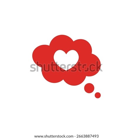 Cloud of Affection and Care expressing Emotions and Feelings with a Heart Symbol in a Thought Bubble on a Clean White Backdrop. Heartfelt Thoughts.