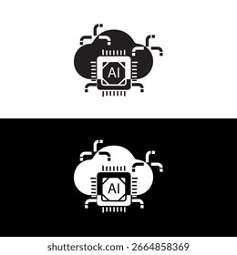 Vetor de ícone da tecnologia de computação de IA em nuvem
