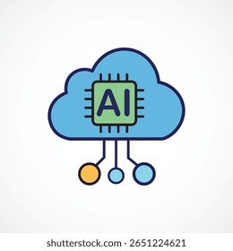 Cloud AI Icon – Artificial Intelligence Cloud Computing icon, Vector sign. Symbol, logo illustration. Vector graphics for Presentation and other