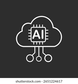 Cloud AI Icon in black and white background – Artificial Intelligence Cloud Computing icon, Vector sign. Symbol, logo illustration. Vector graphics for Presentation and other