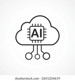 Cloud AI Icon in white background – Artificial Intelligence Cloud Computing icon, Vector sign. Symbol, logo illustration. Vector graphics for Presentation and other