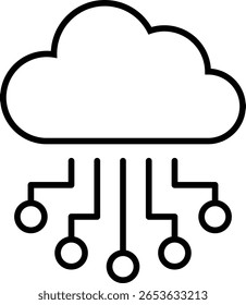 Cloud AI – line icon in outline style with editable stroke. Vector illustration on transparent background.