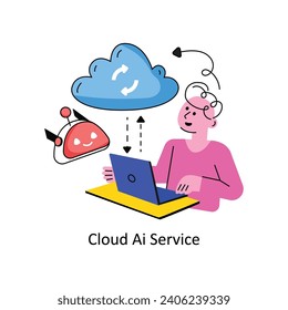 Cloud Ai Service vector Filled outline Design illustration. Symbol on White background EPS 10 File 