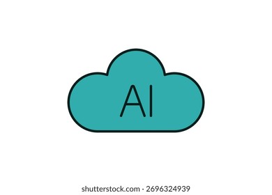 Synchronisierungssymbol für die Cloud-KI. Symbol in Bezug auf Technologie. Symbolstil für flache Linien. Einfaches, bearbeitbares Vektordesign