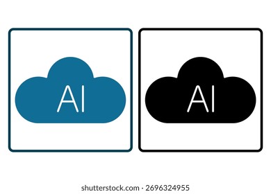 Ícone de sincronização de IA de nuvem. Ícone relacionado à Tecnologia. Estilo de ícone sólido. Design simples de vetor editável