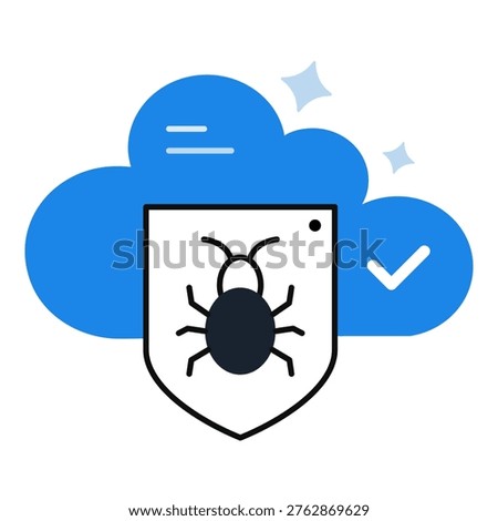 Cloud AI Threat Defense Icon. Cloud, AI, Security Symbol. Illustration for Threat Detection Concept.