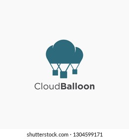 Cloud and air balloon logo icon, air journey, sky travel logo icon vector template on white background