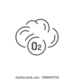 Nube con el icono de la línea de color del aire. Firma para página web, aplicación móvil, botón, logotipo. Trazo editable.