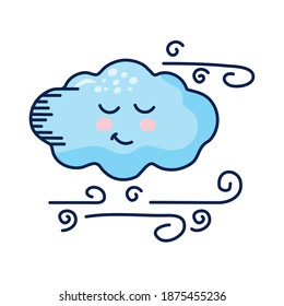 cloud with air kawaii weather comic character vector illustration design