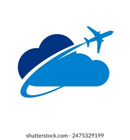 Cloud with airplane design template illustration. suitable for travel, agency etc