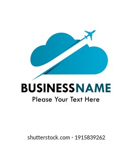 Cloud with airplane logo template illustration