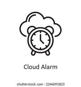 Cloud Alarm  Outline Icon Design illustration. Web Hosting And Cloud Services Symbol on White background EPS 10 File